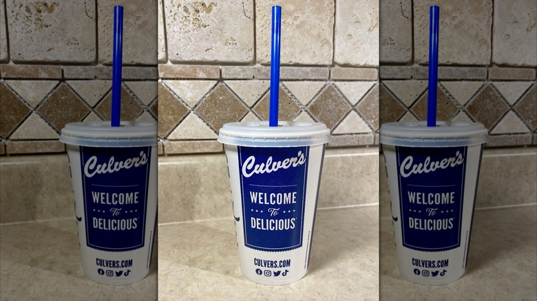 Culver's to-go cup with straw