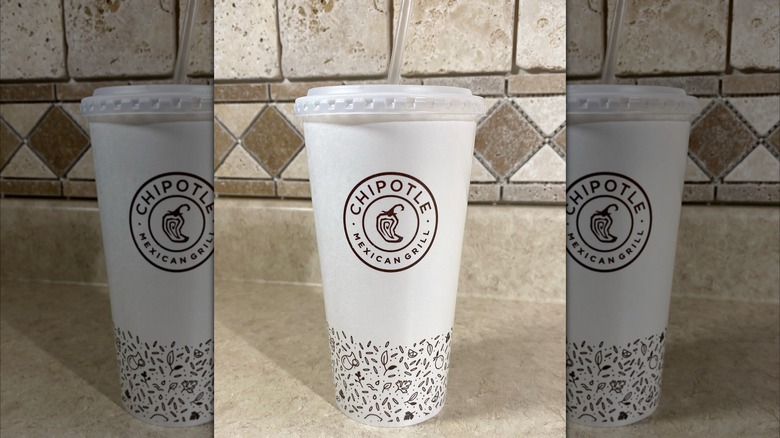 Chipotle to-go cup with straw