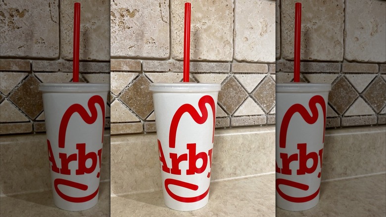 Arby's to-go cup with straw