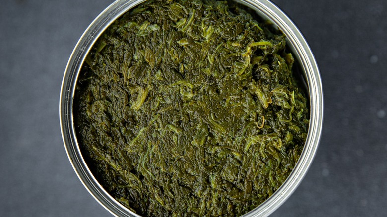 An open can of spinach