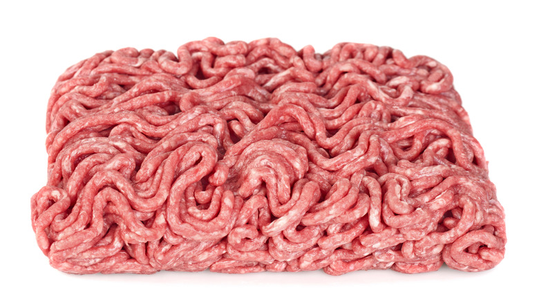 Pile of raw ground beef