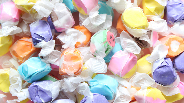 Saltwater taffy in various colors 