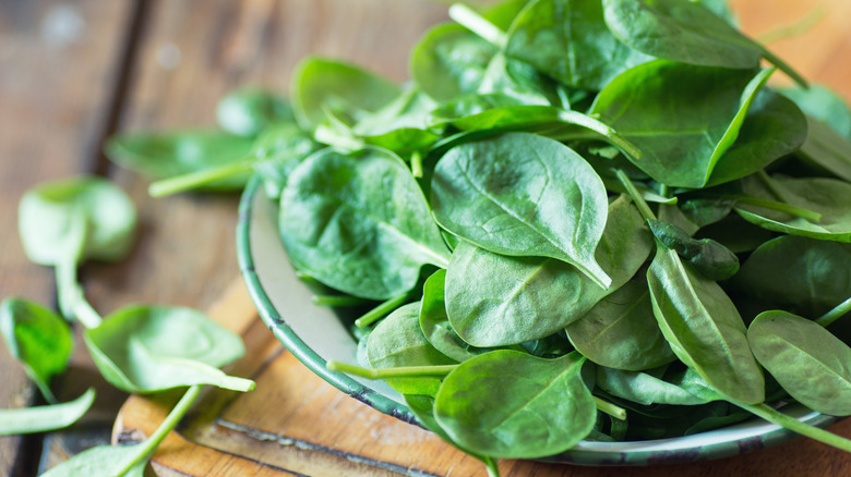 Bowl of baby spinach