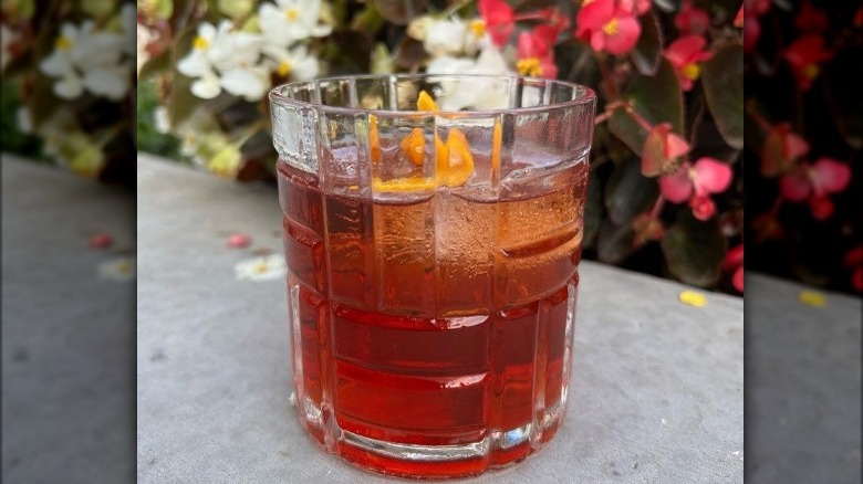 Boulevardier cocktail with ice