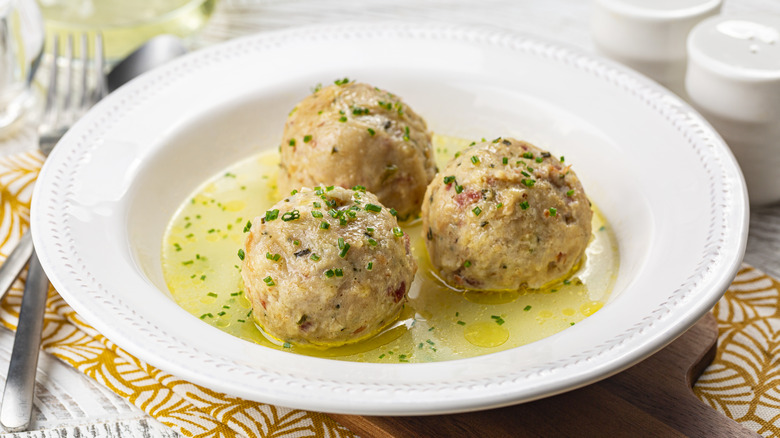 Herbed knödel in broth