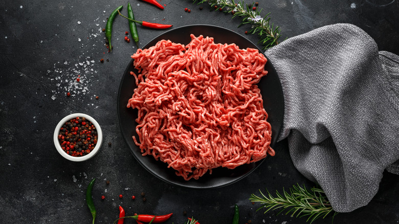 raw ground beef on plate