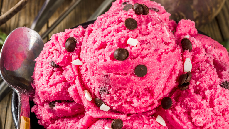 Beet ice cream chocolate chips