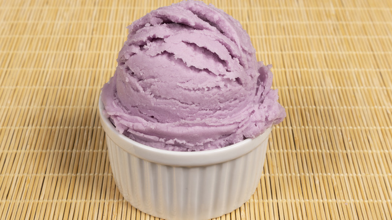 Scoop of grape ice cream