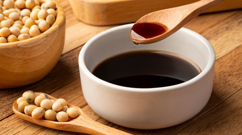 Ramekin of soy sauce