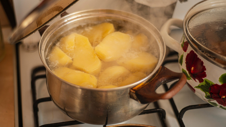 Potatoes boiling in water