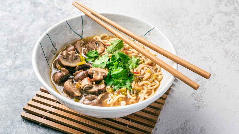 bowl of ramen with mushrooms