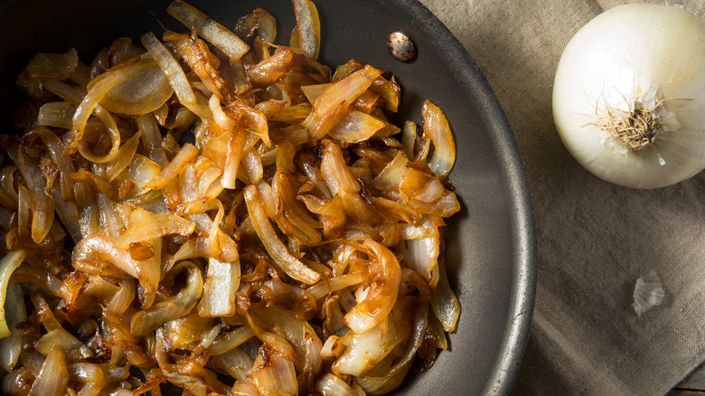 Pan of caramelized onions