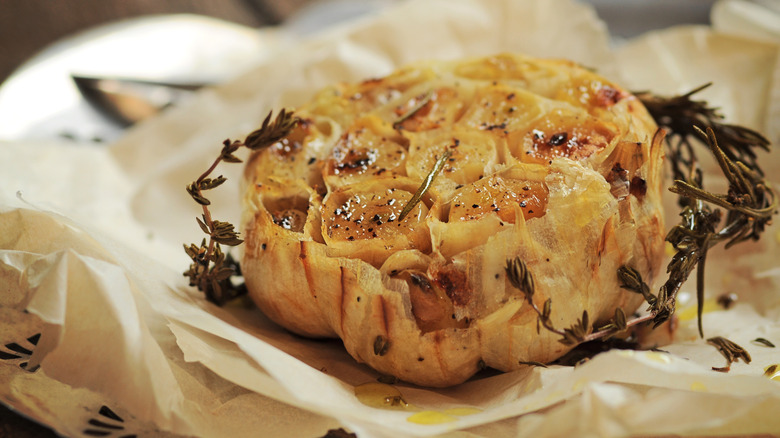 Bulb of roasted garlic