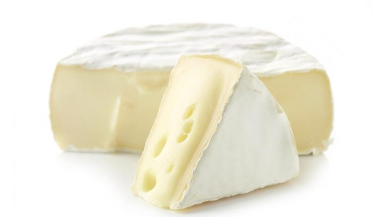 Sliced brie cheese round