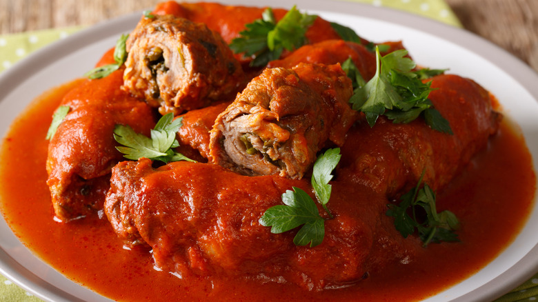 beef braciole in red sauce