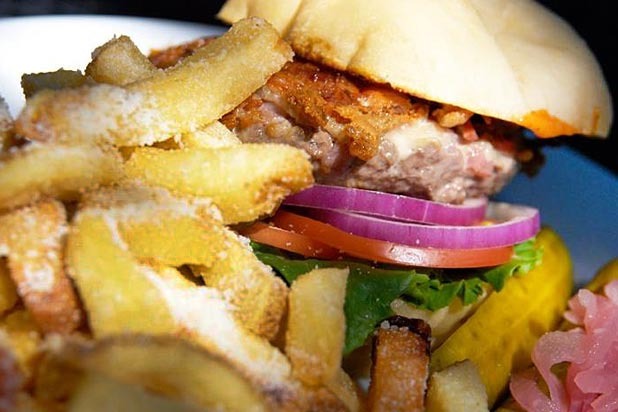 Bacon and Blue Cheese Encrusted Burger – Dad's Kitchen, Sacramento, Calif.