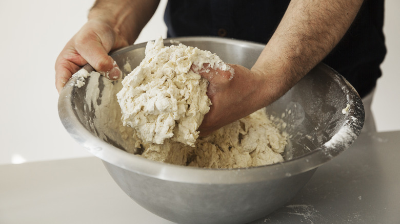 Mixing dough by hand