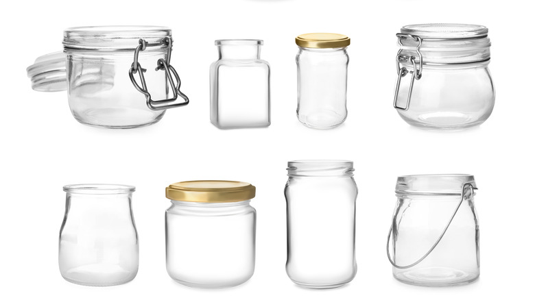 Glass jars in different sizes