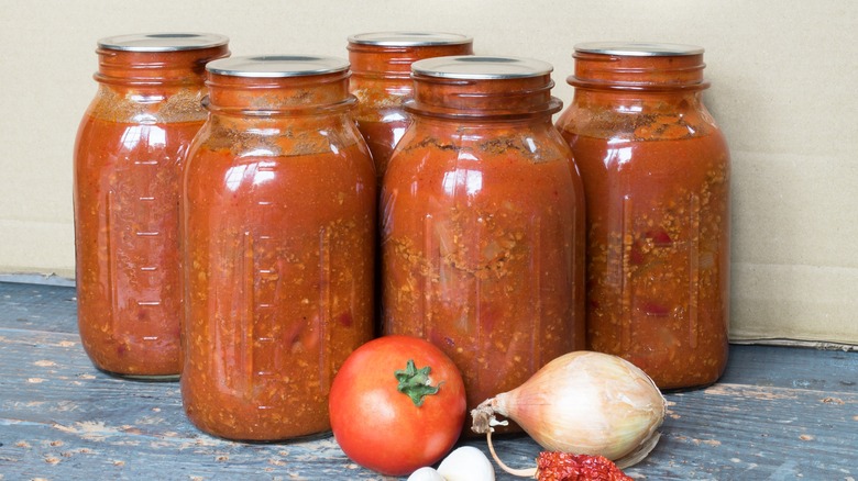 Jars of tomaoto sauce