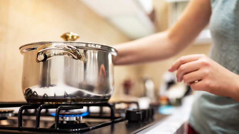 pot being heated on stove