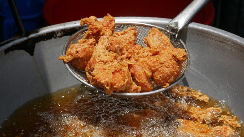 deep frying chicken