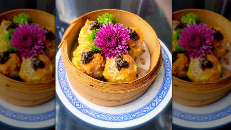 dim sum with flowers