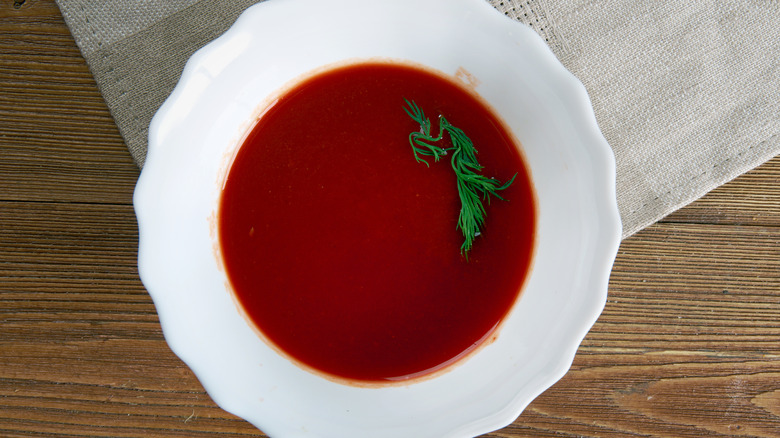 White bowl of espagnole sauce