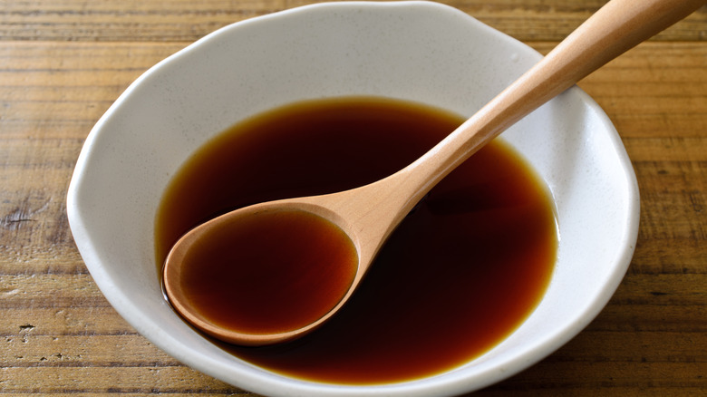 Bowl and spoonful of Ponzu sauce