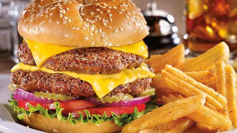 Double cheeseburger and french fries