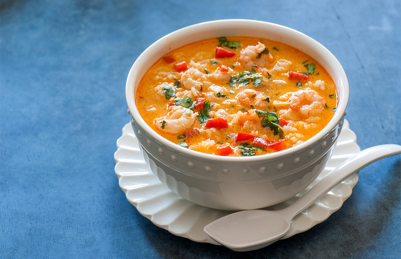 Butternut Squash and Coconut Soup With Shrimp