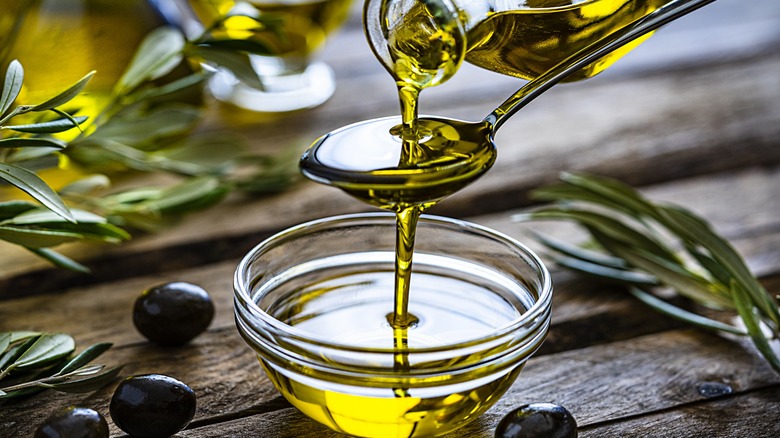 Olive oil being poured