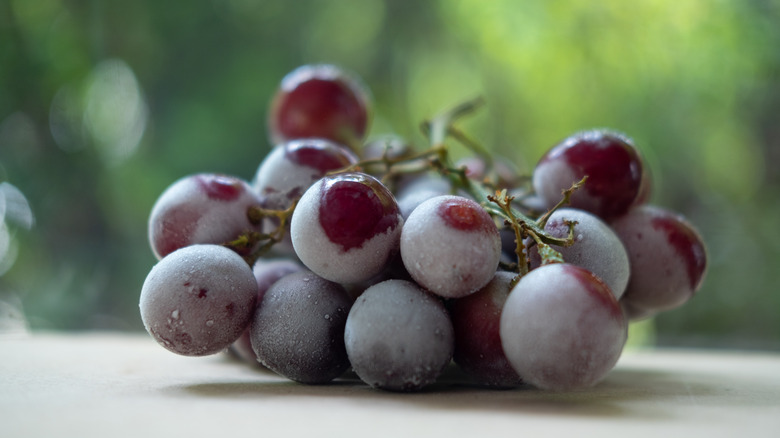 Frozen red grapes