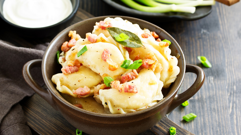 Pancetta ravioli in bowl