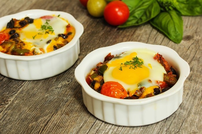 Slow-Cooked Eggs With Roasted Tomatoes and Goat Cheese Recipe