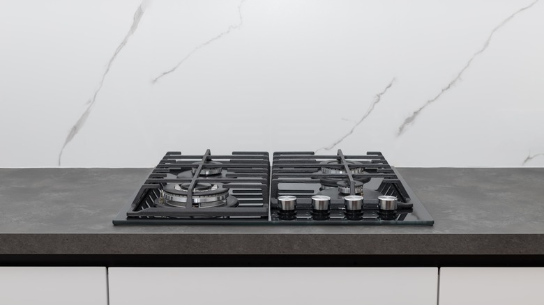 stovetop with black grates