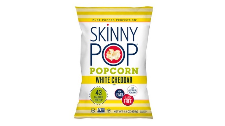 bag of SkinnyPop white cheddar popcorn