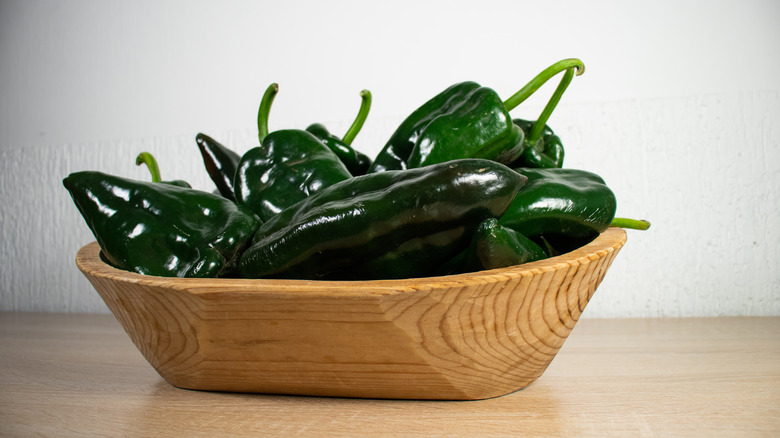 basket of poblano peppers