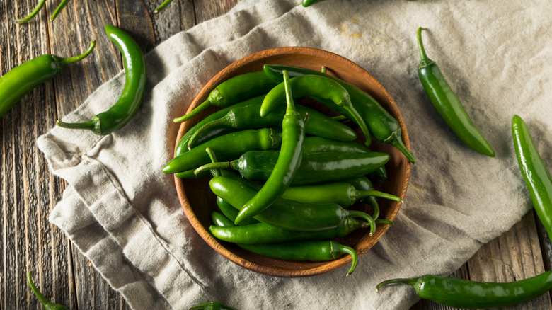 bowl of serrano peppers