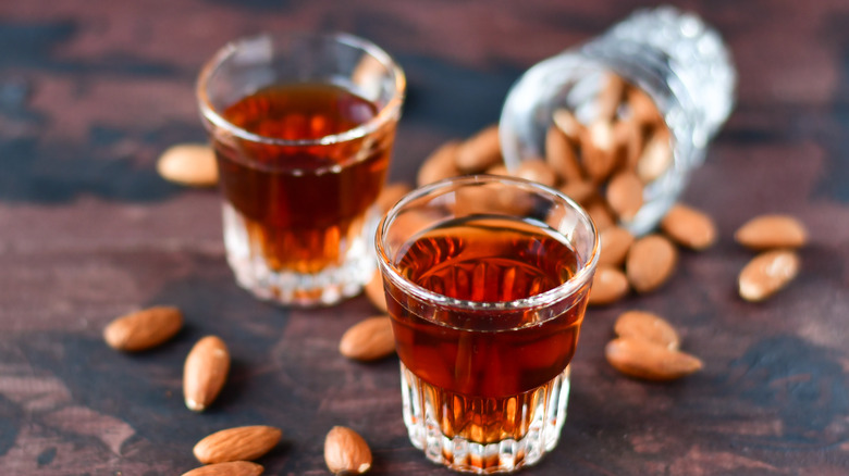 Amaretta shots with raw almonds