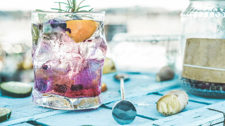 Ginger blackberry cocktail with rosemary