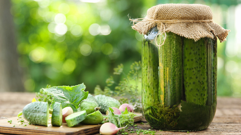 dill pickles in jar