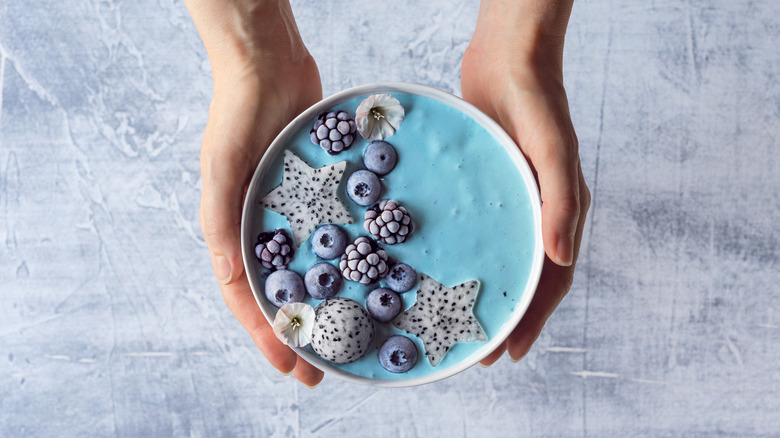 Blueberries in a smoothie bowl