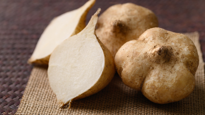 Jicama cut in half