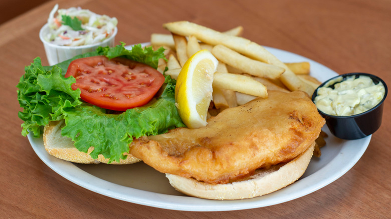 fish sandwich with french fries