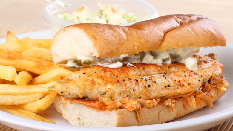 fish sandwich with fries