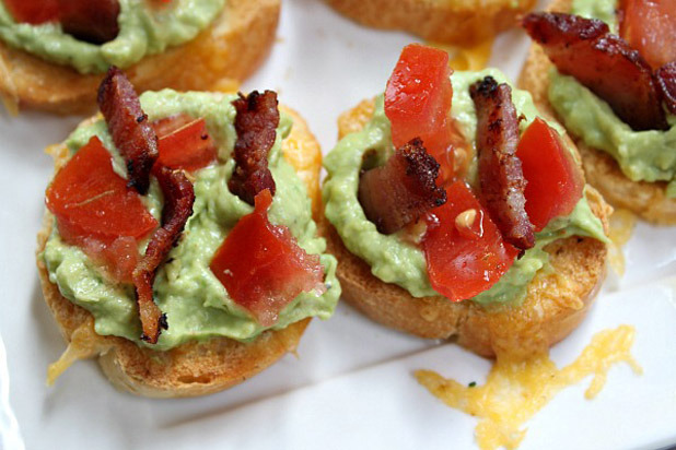 Grilled Cheese, Guacamole, and Bacon Bruschetta