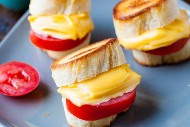 Mini Grilled Cheese and Tomato Sandwiches