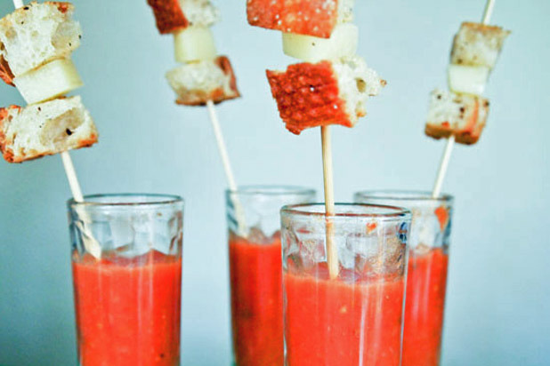 Grilled Cheese Skewers with Tomato Soup Shooters