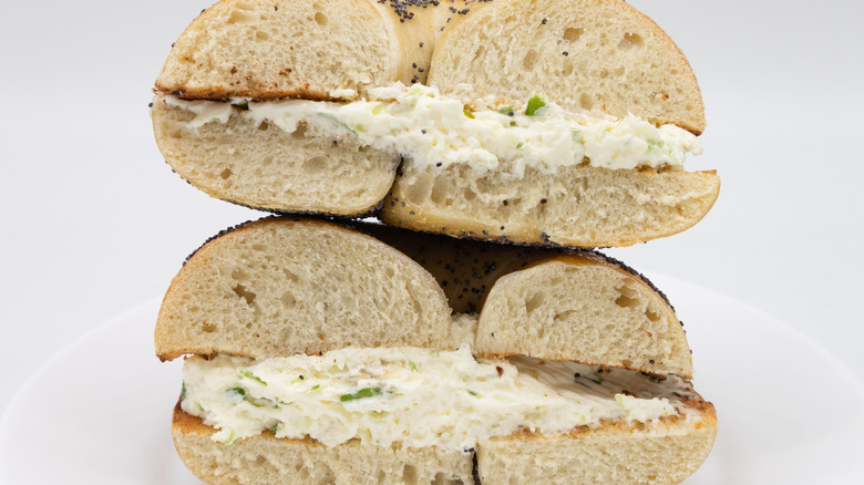 Bagel with cream cheese and chives