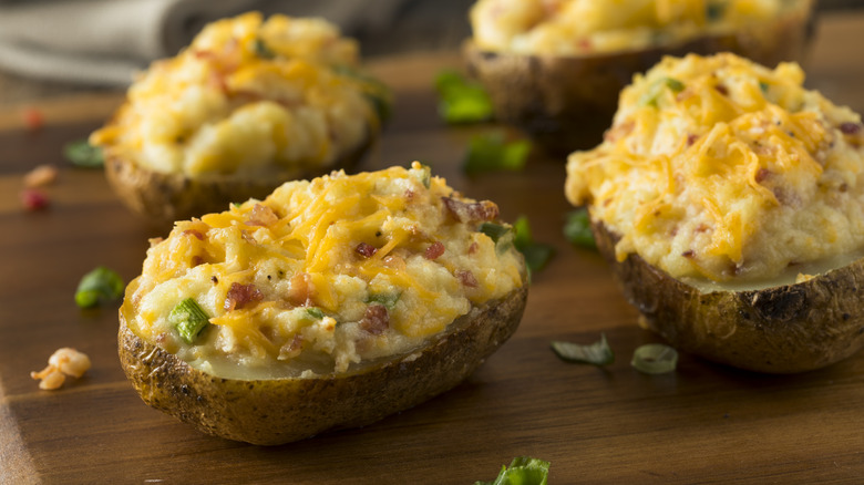 Twice baked potatoes with cheese